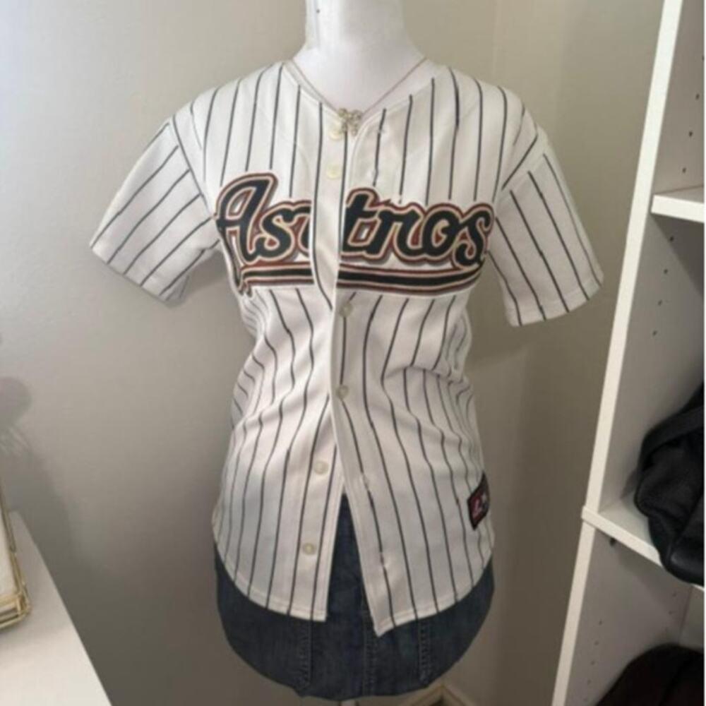 Vintage Houston Astros Majestic Pinstripe Jersey - Youth Large (L)